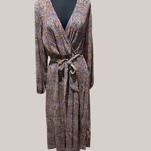 Easel Paisley faux wrap belted Maxi Dress - Multicolor size S